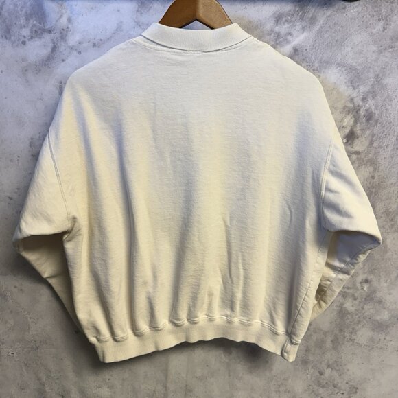 Vintage 90s Army Boy Sweatshirt Mens Large 22.5x21 White Collared - Picture 2 of 11